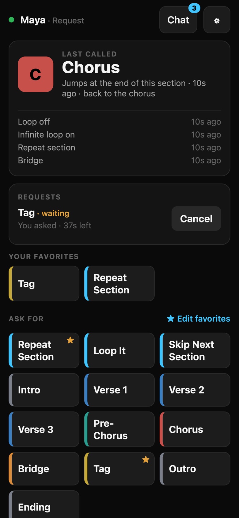 The band page on a phone